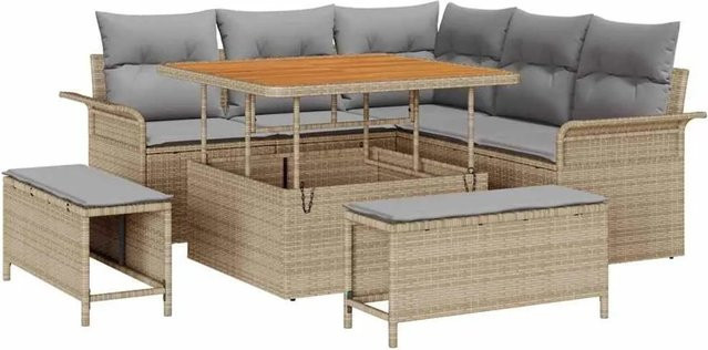 vidaXL Garten-Sofa-Set mit 8 Teilen in Beige und Hellgrau - Bild 1