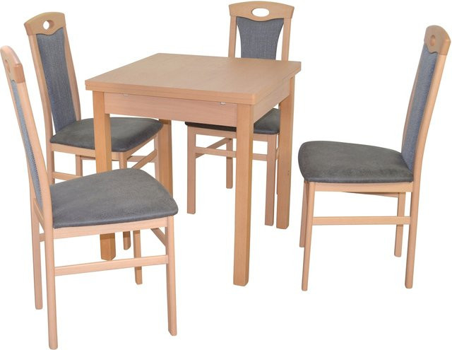 Möbel direkt online Essgruppe Leander II aus Massivholz Buche, 5-teilig, erweiterbar mit Ansteckplatten - Bild 1