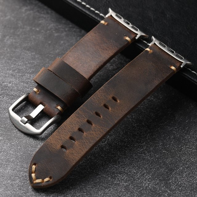 Raystray Uhrenarmband Leder, Vintage, braun, Unisex - Bild 1