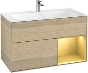 V&B Waschtischunterschrank Finion Wandbeleuchtung in Oak Veneer matt, Breite: 99,6 cm, Höhe: 49,8 cm - Bild 1
