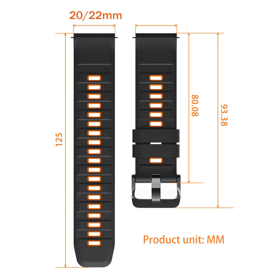Amazfit Uhrenarmband Silikon, Schwarz, 20 22mm - Bild 4