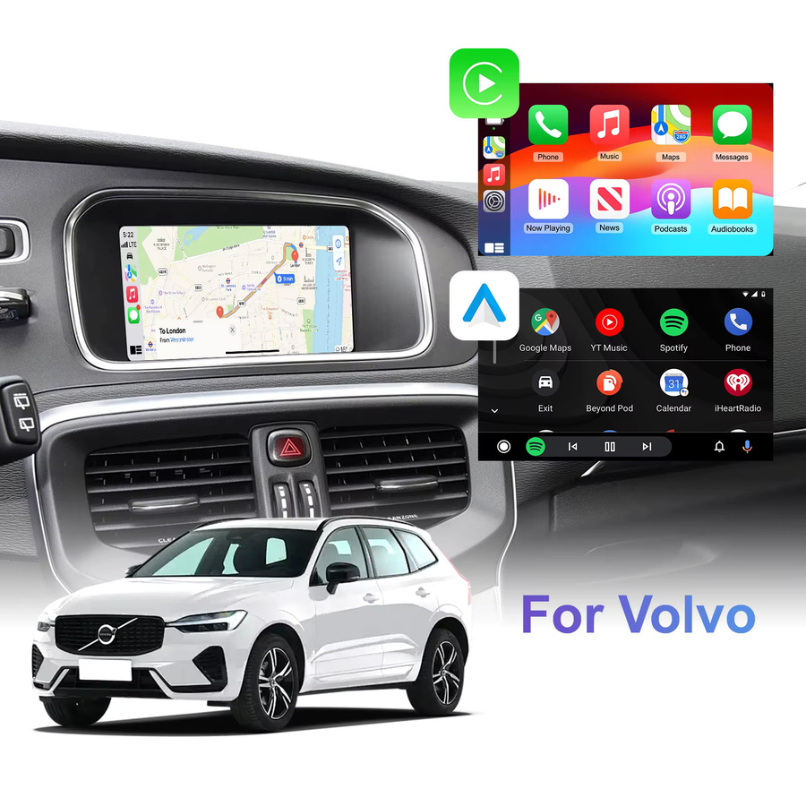 LEXXSON Drahtlose CarPlay und Android Auto Retrofit Kit Decoder Box für Volvo V40 V60 S60 XC60 S80 (2015-2018) in Grau mit Wi-Fi und Bluetooth - Bild 2