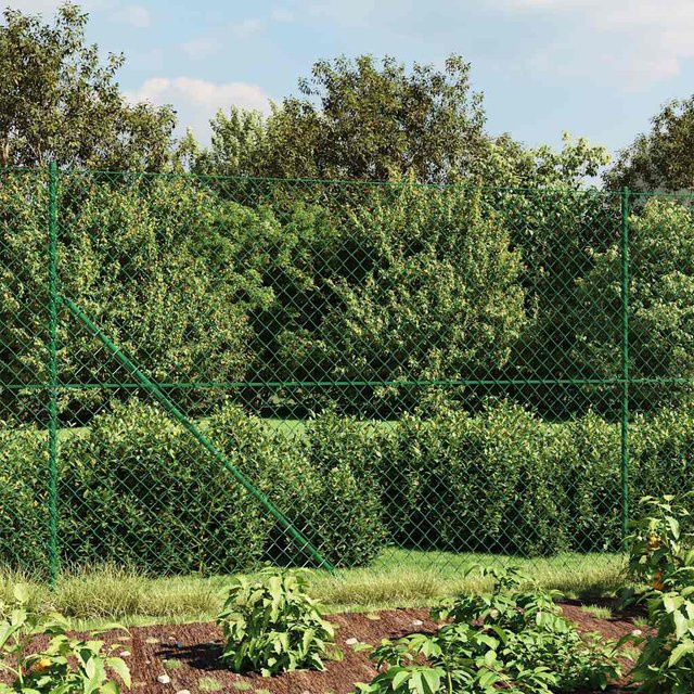 vidaXL Maschendrahtzaun mit Bodenflansch, Grün, Höhe: 140 cm, Länge: 10 m - Bild 2