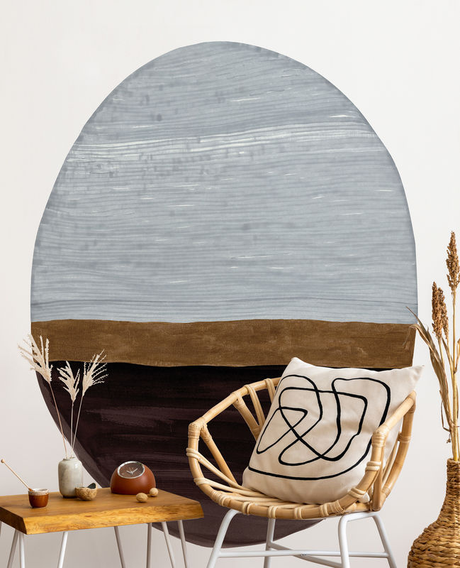 Tenue de Ville Wandbild Totem Frost – Abstraktes modernes Textilbild in Mehrfarbig in Ovaler Form - Bild 2