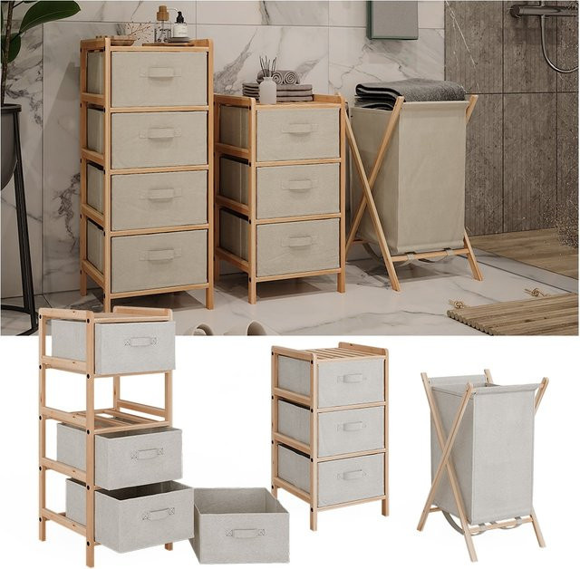 Vicco Badmöbel-Set Bruno Beige, 3-teilig - Bild 1