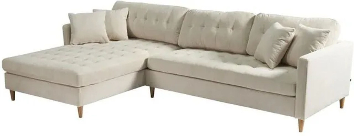 Ebuy24 Marino Deluxe Chaiselongue Sofa aus Samt in Beige, modern und wendbar - Bild 1