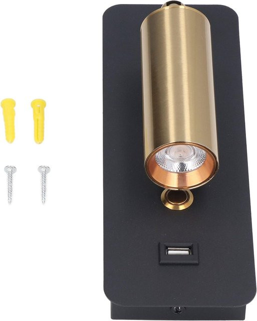 Tomshine Minimalistische LED Wandleuchte mit USB-Ladefunktion und Schalter in Schwarz und Gold - Bild 1