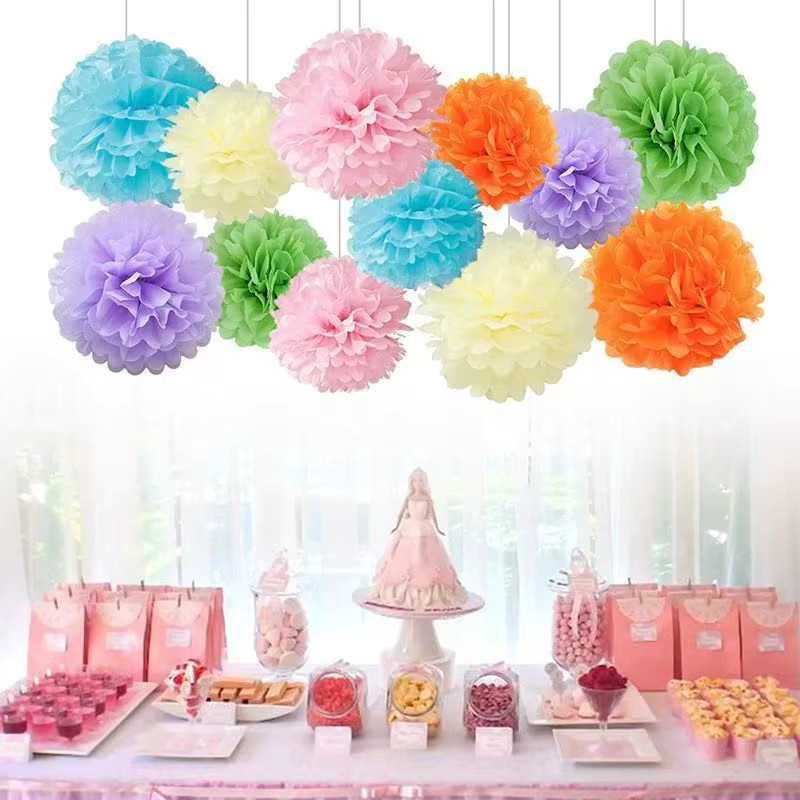 Merylover Seidenpapier-Pompons in Blau und Multicolour für Hochzeiten, Geburtstage und Partys, runde Papierblumen-Kugeln Durchmesser: 10 cm bis 35 cm - Bild 2