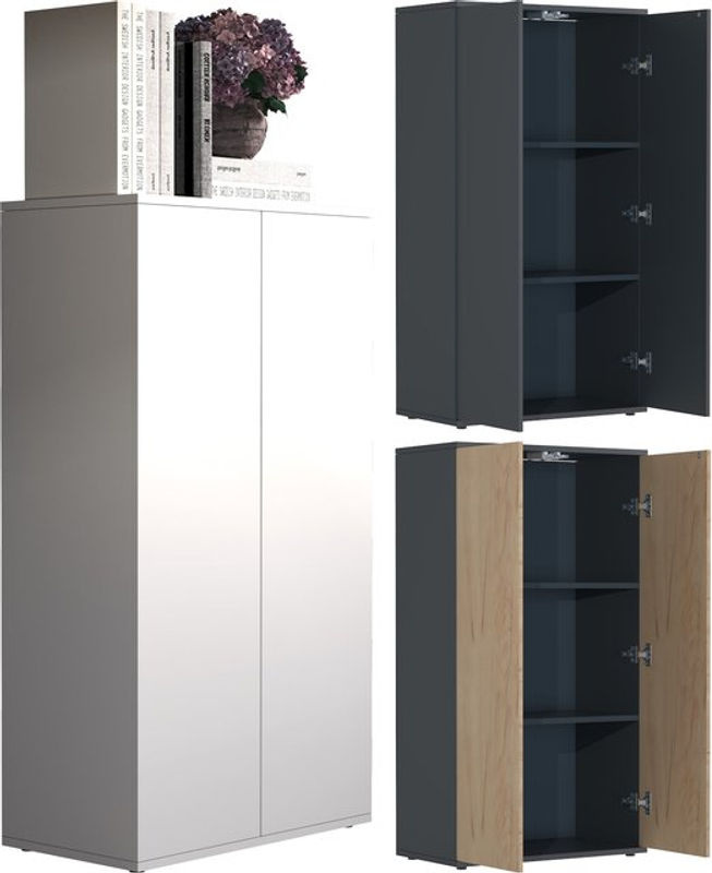 VCM Kommode Dalosa aus Holz in Weiss, B/H/T: 60 x 108 x 32 cm - Bild 5