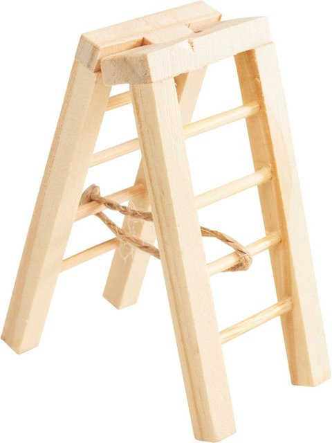 HobbyFun Miniatur Stehleiter aus Holz in Beige, Tischmodell, Höhe: 7,5 cm, Breite: 3,5 cm, Tiefe: 2,4 cm - Bild 1