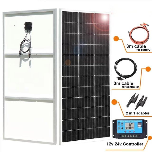 xinpuguang Solarpanel mit Aluminiumrahmen in Schwarz für Wohnmobil und Zuhause - Bild 1