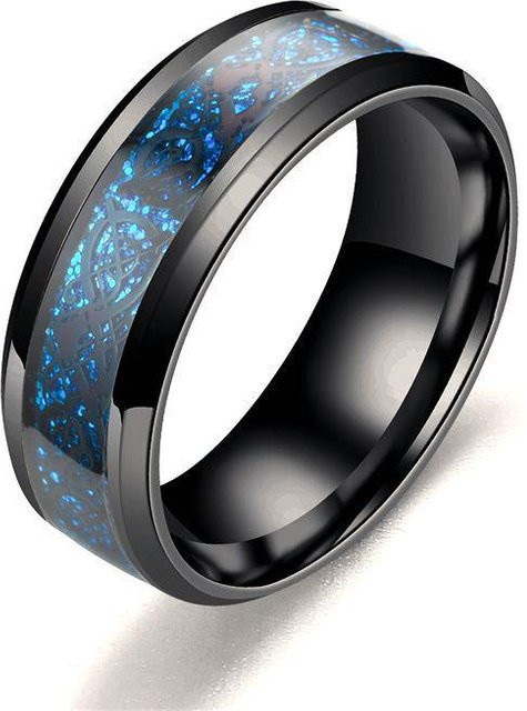 YIRAN Drachenring Edelstahl, Schwarz, Unisex - Bild 1
