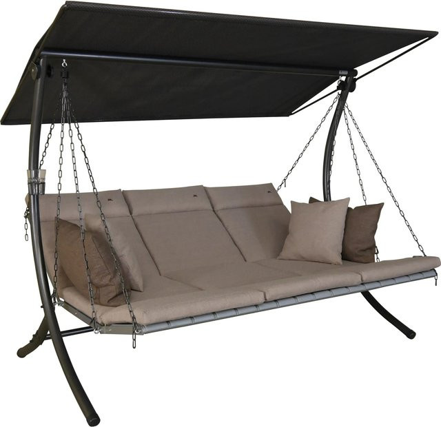 Angerer Hollywoodschaukel Luxus Smart in Beige Sand mit Sonnen canopy und Kissen, umwandelbar zum Bett, B/T/H: 270 x 160 x 145 cm - Bild 1