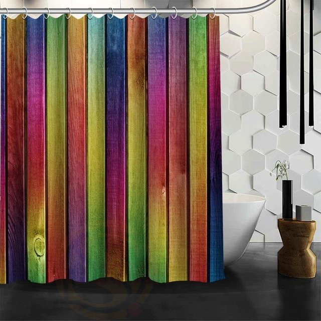 Wasserfester Duschvorhang aus Polyester mit Motiv Der alte Wald in Weiß und Multicolour von Baifenbai Home Furnishing, B: 180 cm, H: 200 cm - Bild 1