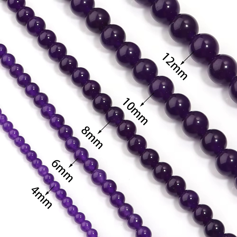 louleur Chalcedon-Steinperlen, rund, violett, Unisex - Bild 2