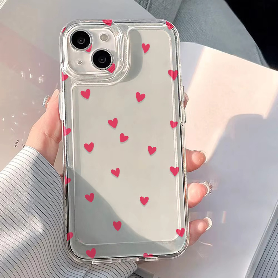 Transparente iPhone Hülle mit kleinem roten Herz für iPhone 18 17 16 15 14 13 12 11 Pro Max Air 16E Cover - Bild 3