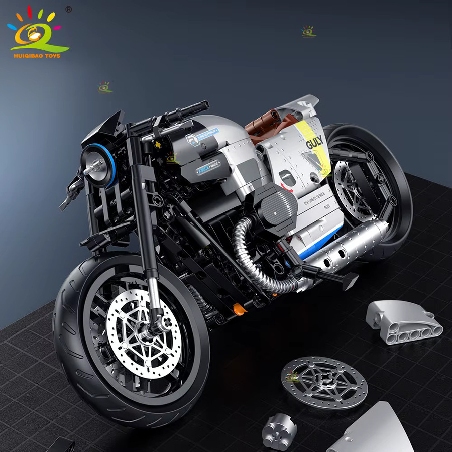 HUIQIBAO Moto City Racer Klassische Motorrad Bausteine, 1:8, ab 8 Jahren - Bild 1