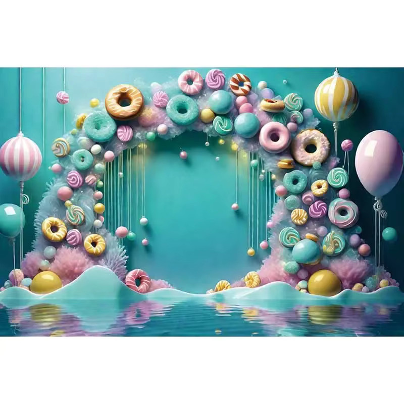 MOON.QG Partyhintergrund Sommer Candy Unterwasser Candyland Design für Kindergeburtstage in Gelb und Mehrfarbig - Bild 2