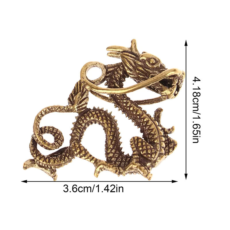 Retro Drachen Figur aus Messing in Gold für Fengshui und Dekoration im chinesischen Stil - Bild 2