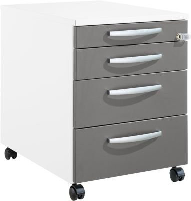 Schäfer Shop Pure Rollcontainer 1233 mit Utensilienauszug und 3 Schubladen, abschließbar, weiß/anthrazit, B: 43,4 cm, T: 60,0 cm, H: 57,0 cm - Bild 1