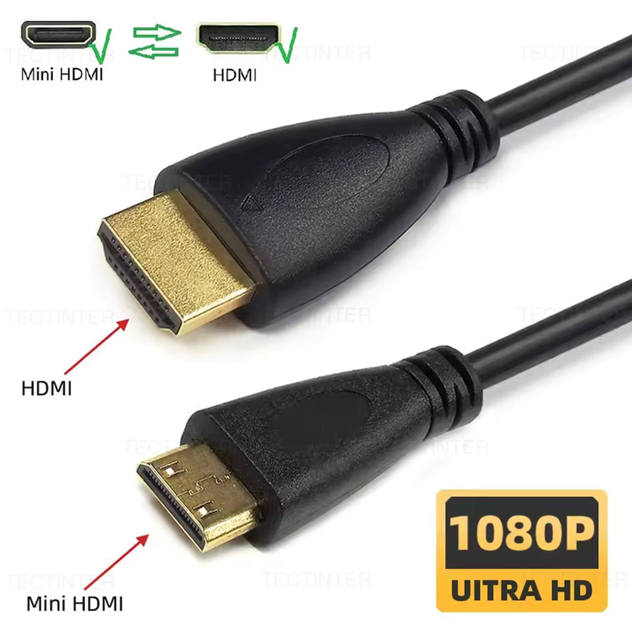 YECKTEGJ Mini-HDMI-zu-HDMI-Adapterkabel 1080p High Speed in Schwarz für PS4, PS5, Xbox, Kamera, Monitor, Projektor, Laptop und TV - Bild 2