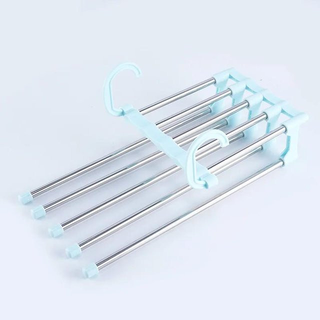 Yiran Furniture Wäschetrocknerbügel aus Edelstahl in Blau mit Sockenklammern und Haken für Unterwäsche und Socken - Bild 1