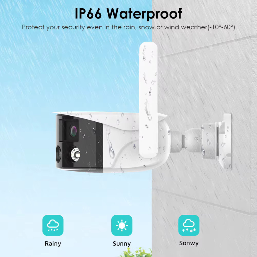 BESDER 4K Dual Lens Wifi IP Kamera mit 180 Grad Ultraweitwinkel, 8 MP Sicherheitsüberwachung mit AI Human Detect und ICSEE App, Weiß - Bild 4