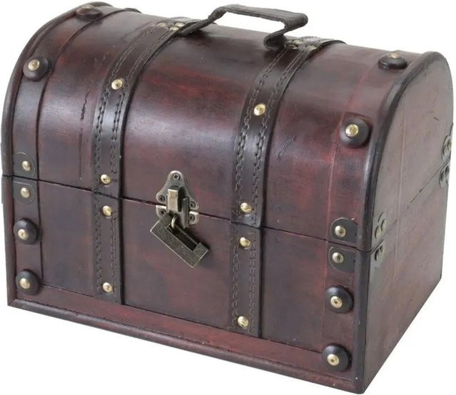 HMF Schatztruhe Schatzkiste aus Holz in Braun im Vintage-Stil mit Schloss B/T/H: 30 x 20 x 22 cm - Bild 1