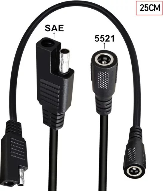 SAE zu DC 5,5 x 2,1 mm Netzadapterkabel für Solarmodule, Auto und Motorrad, Schwarz - Bild 1