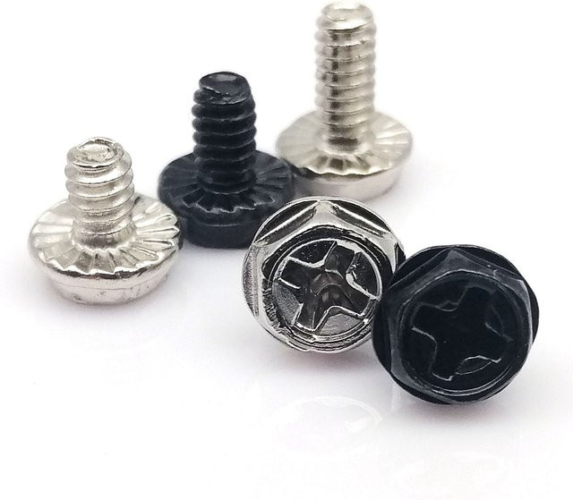 HZYUEGOU 100 Stück Phillips Schraubensatz in Schwarz und Silber für PC-Gehäuse, Netzteil, Festplatte und Motherboard, Größe: 32 x 5/6/8 mm - Bild 1