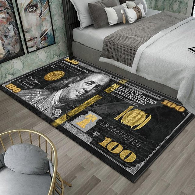 Bunte Teppichmatte mit Dollar-Geld-Print von Lodestar, rutschfest und fleckenresistent, B/B: 60 x 40 cm - Bild 1