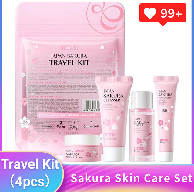 Sakura Hautpflege-Set für Damen, Gesichtsreiniger, Serum, Toner, Sonnenschutz, Gesichtscreme - Bild 1