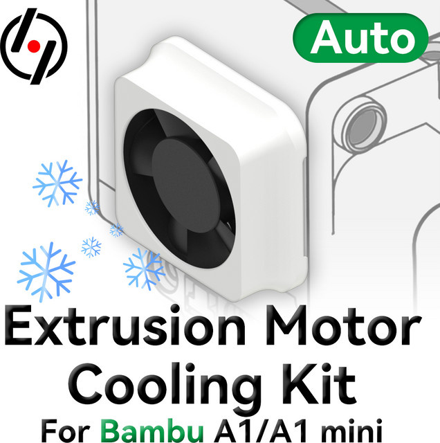 InnoTech Extrusionsmotor-Kühlkit für Bambu Lab A1 und A1mini in Weiß mit Auto-Start-Stopp-Funktion und geräuscharmem Lüfter - Bild 1