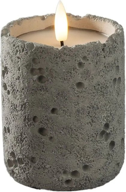 Konstsmide LED-Kerze in Betonoptik für die Weihnachtsdekoration, Grau, Durchmesser: 8 cm, Höhe: 10 cm - Bild 1