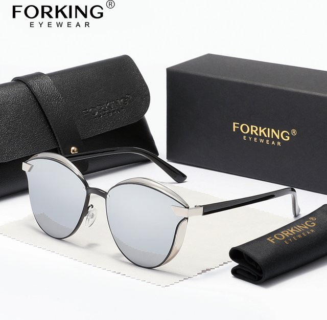 FORKING Sonnenbrille Cat-Eye, Vollrand, grau, Damen - Bild 1