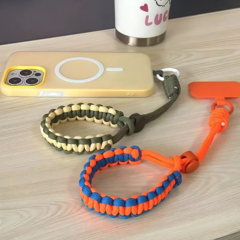 Handgewebtes Tutew Handy-Lanyard als verstellbare Handschlaufe für Outdoor-Sport in Orange und Blau - Bild 1