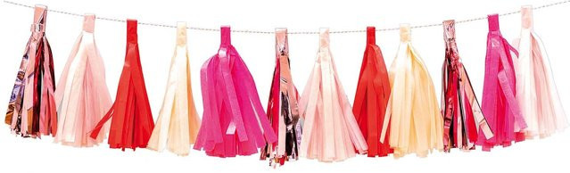 Rico Design Party-Girlande mit 12 Pompoms aus Seidenpapier und Folie in Rosa, Länge: 2 m - Bild 1