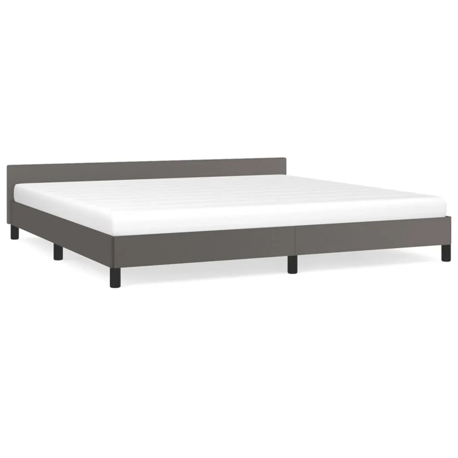 vidaXL Bettgestell mit Kopfteil in Grau aus Kunstleder, B/T: 200 x 200 cm - Bild 2