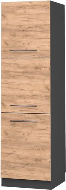 Vicco Herdumbauschrank Fame-Line Goldkraft in Eiche und Anthrazit mit Soft-Close-Türen, Breite: 60 cm, Höhe: 206 cm, Tiefe: 58 cm - Bild 1