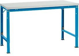 Manuflex Grundtisch UNIVERSAL Spezial höhenverstellbar in Melamin Lichtgrau und Lichtblau B/T: 150 x 100 cm - Bild 1