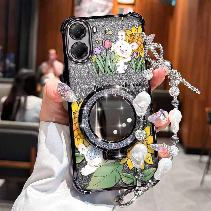 X7 Pro Happy Rabbit Handyhülle mit Lanyard für Poco X3 X3 NFC X3 Pro X6 M6 M5S M3 Pro M2 C75 C65 C55 C40 C31 F6 in Pink und Multicolour - Bild 5