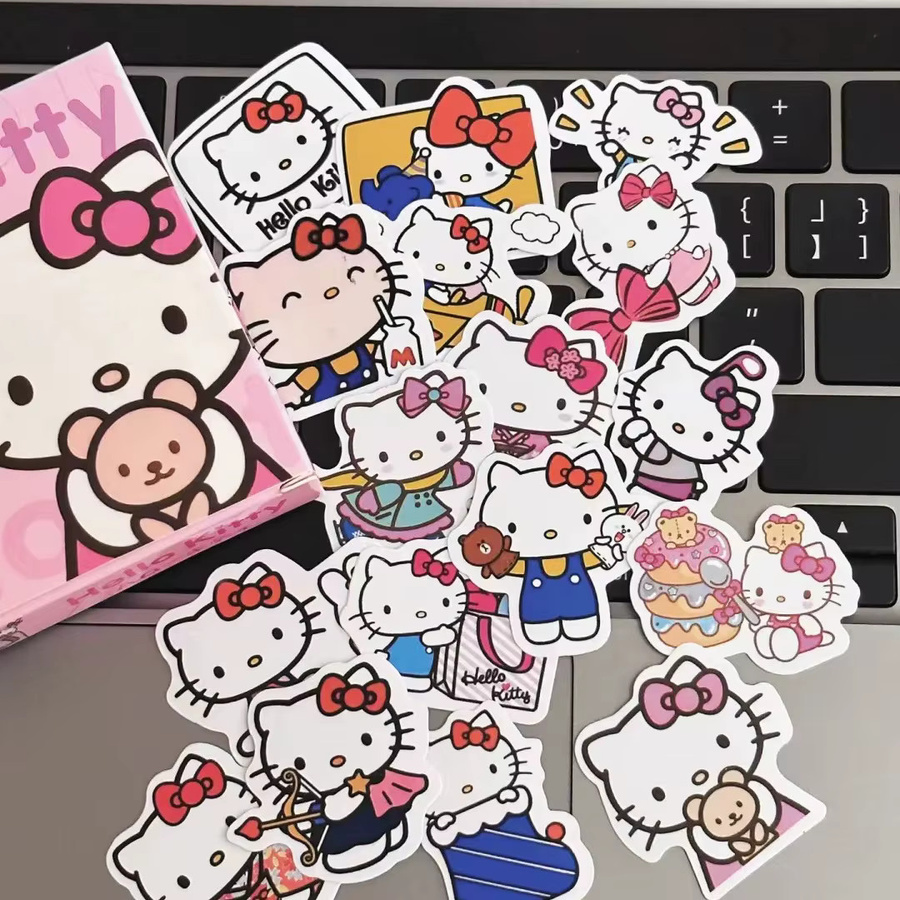 Sanrio Hello Kitty Aufkleber-Set mit 60 Stück, bunte und wasserfeste Kawaii Cartoon Aufkleber für Kinder zum DIY-Gestalten von Tagebüchern und Sammelalben, Multicolor - Bild 2