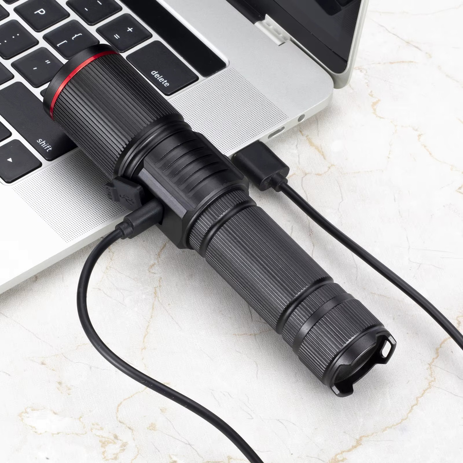 Alonefire 20W Zoom Rundstrahl-LED-Taschenlampe, USB-aufladbare Hochleistungs-Taschenlampe in Schwarz - Bild 6