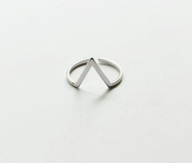 Koren Mode Ring, 925 Sterling Silber, V Öffnung, Unisex, grau - Bild 1