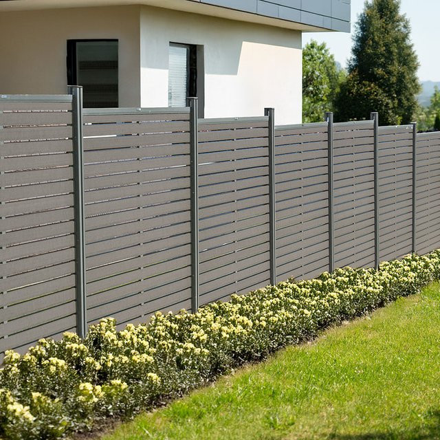 Home Deluxe WPC Sichtschutzzaun Alira Dunkelgrau, Set bestehend aus 2 Elementen und 3 Pfosten, B/H: 355 x 185 cm - Bild 1
