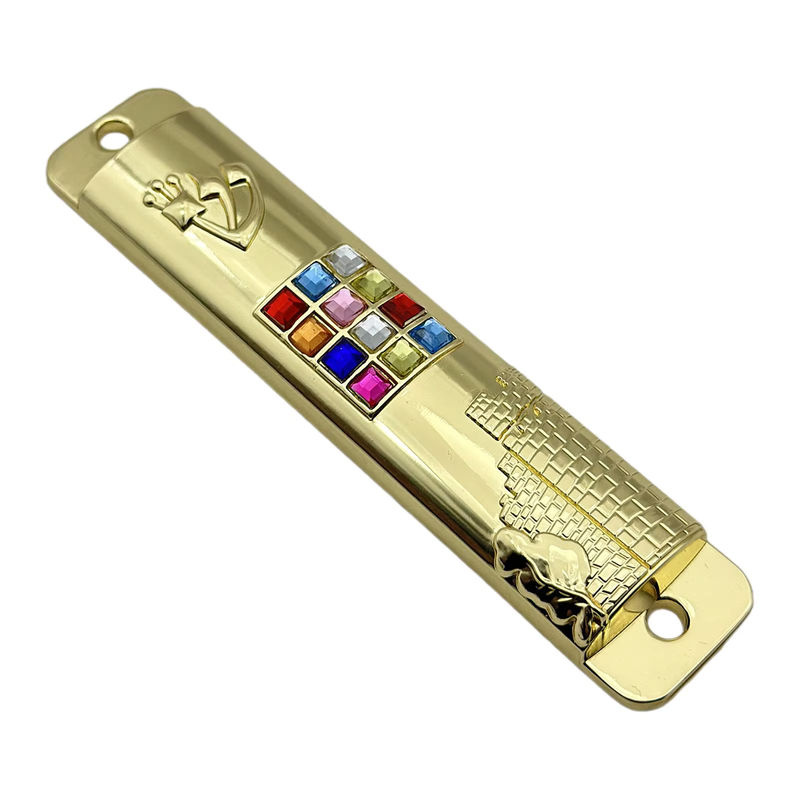 Homyl Mezuzah Wandkunst aus Metall in Gold, geometrisches Design, Rechteckig, Höhe: 10,6 cm - Bild 2