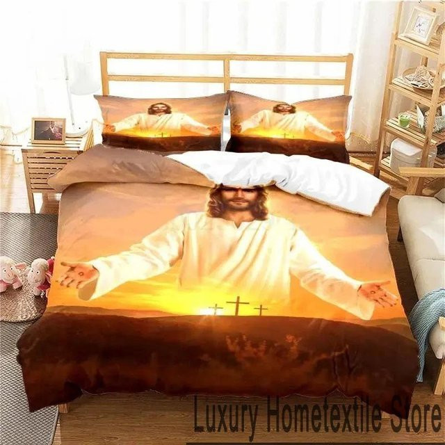 Jinmeige Bettwäsche-Set Heiliges Herz Jesu Christi mit 3D-Design, Weiß, B/H: 135 x 200 cm - Bild 1