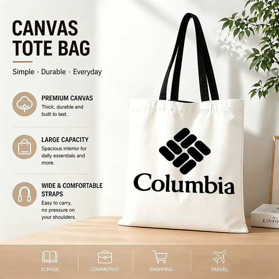 Columb Canvas Aufbewahrungstasche für Schule, Reisen und Einkäufe in Schwarz oder Weiß, B: 35,0 cm, T: 30,0 cm - Bild 3