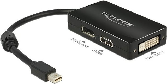 Delock Mini DisplayPort auf DisplayPort, HDMI und DVI Adapter, Schwarz, Länge: 16 cm - Bild 2