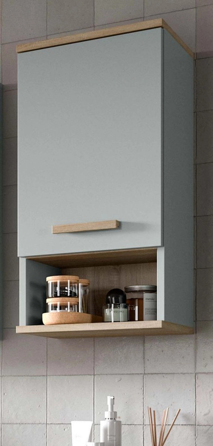 Badezimmer Hängeschrank Luna in Grün und Eiche, B/T/H: 68 x 34 x 28 cm - Bild 1